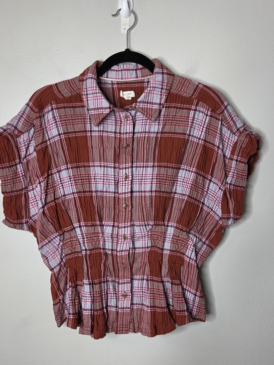 Pilcro Tops - Pilcro The Bobbie Plaid Fitted Waist Shirt